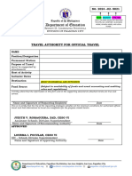 Official Format of Authority To Travel Employees