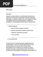 Relatório Individual de Aluno com TDAH | PDF | Transtorno de déficit de ...