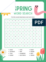 Spring Word Search Worksheet in Green White Cute Style