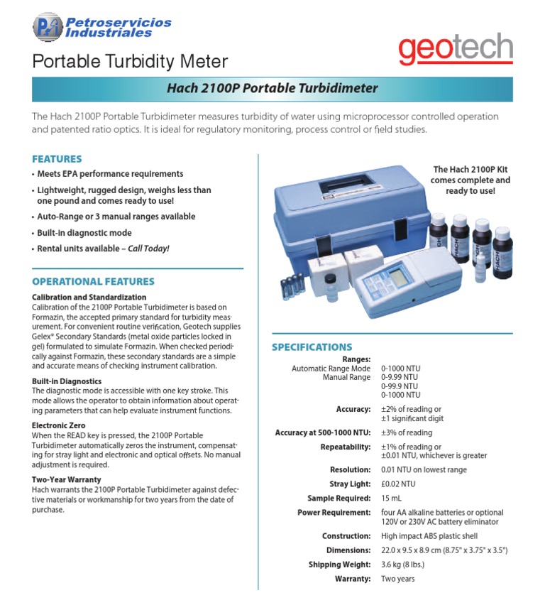 Turbidimetro Portable Hach 2100p PDF Calibration Applied And