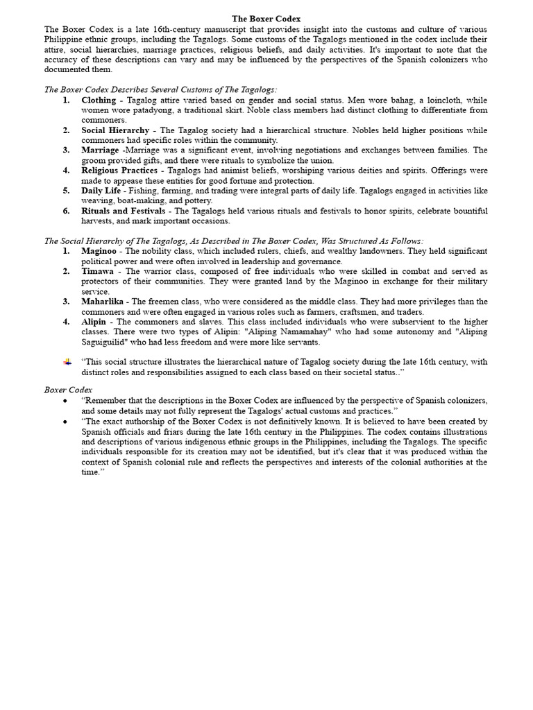 Insights from the Boxer Codex | PDF | Nobility | Rituals