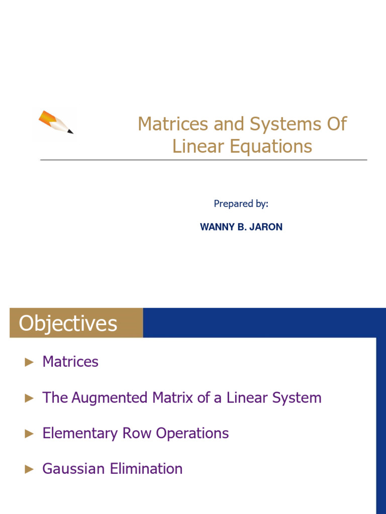 Solving Linear Systems with Matrices | PDF | System Of Linear Equations ...
