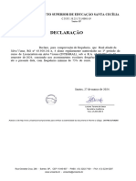 Declaração: Instituto Superior de Educação Santa Cecília