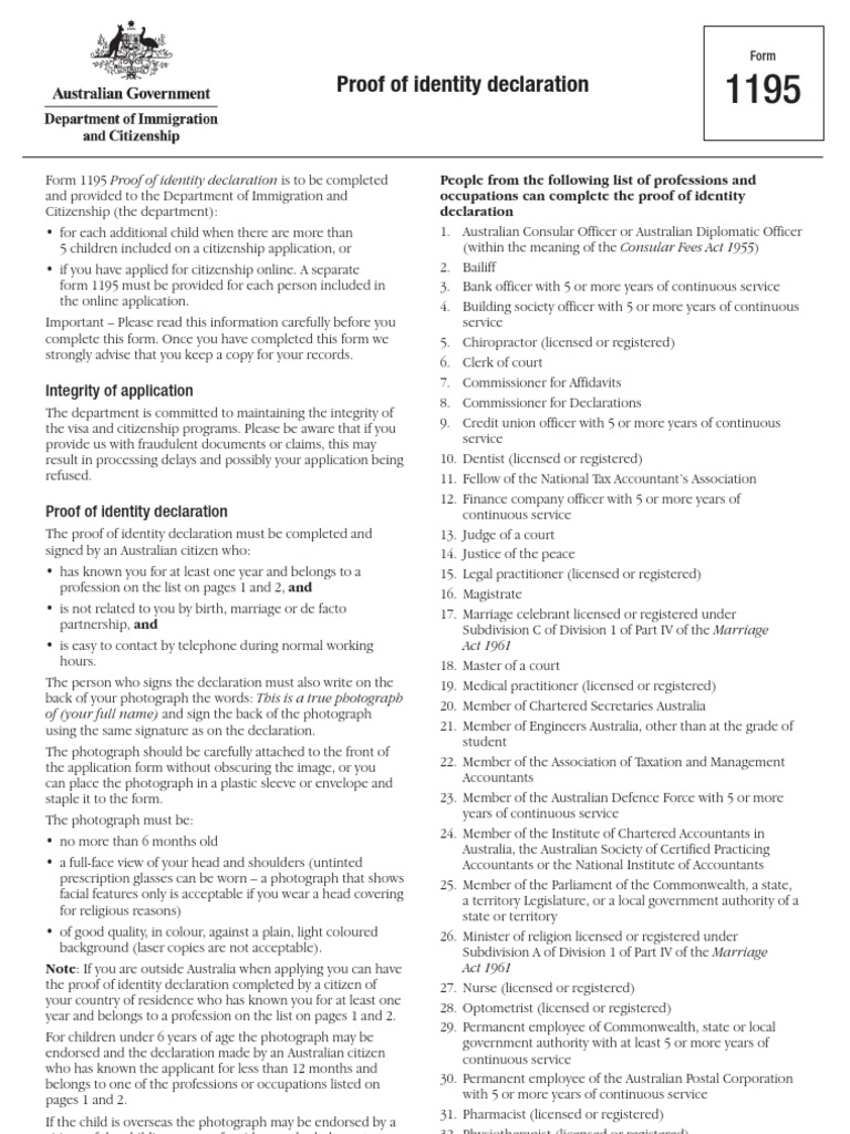 1195 Personally Identifiable Information Identity Document