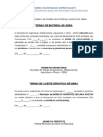 Anexo IV - Modelo de Termo de Entrega - Aceite de Obra