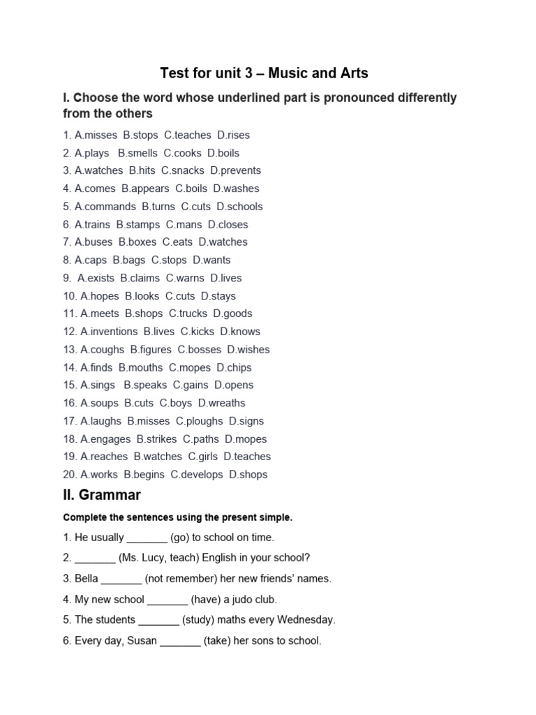 Test for unit 3- class 7 | PDF