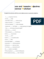 Subject Pronouns and Possessive Adjectives Worksheet in Yellow and White Simple Style