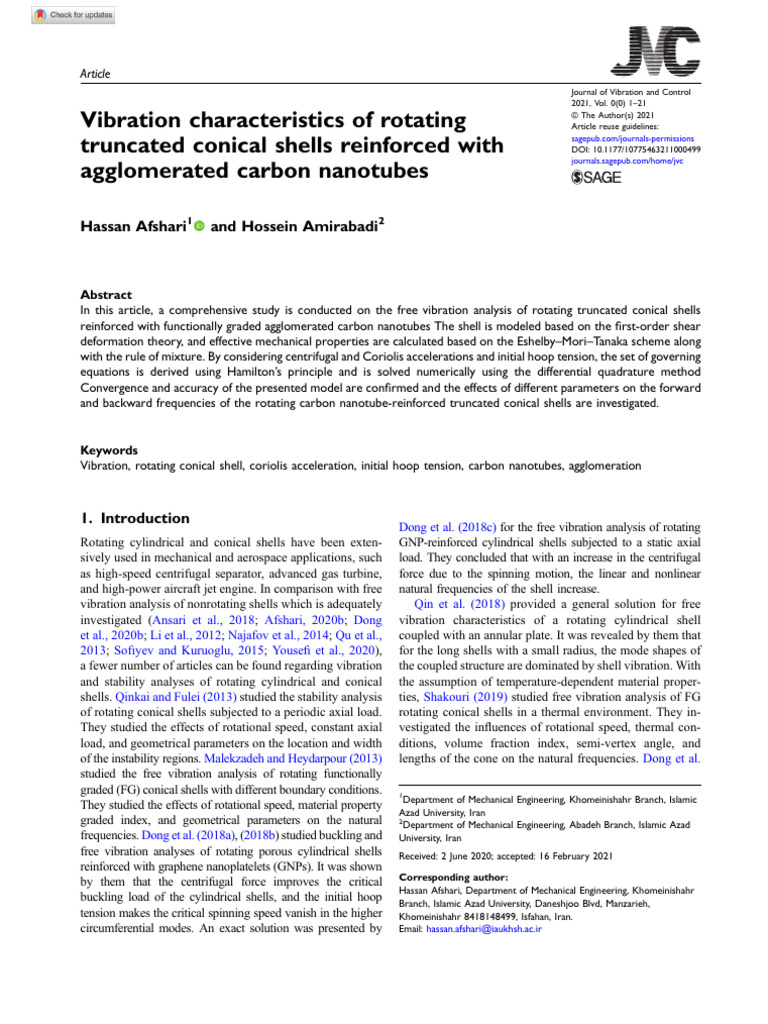 Vibration Analysis of CNT-Reinforced Shells | PDF | Carbon Nanotube ...