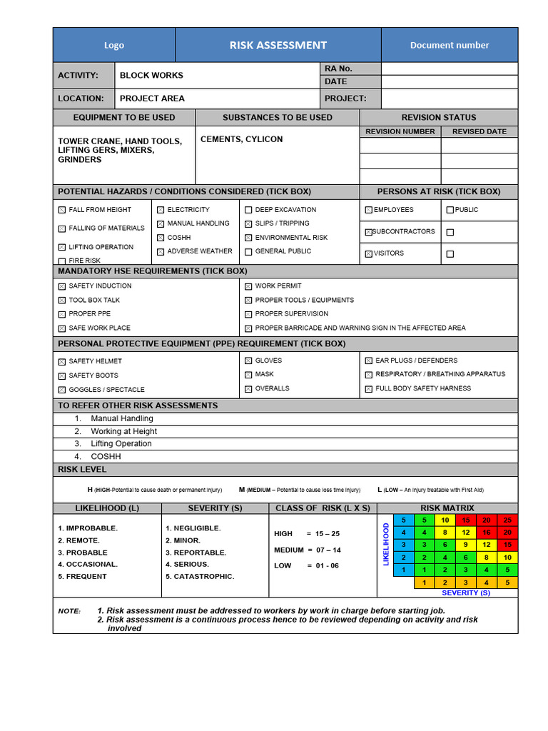Block Works | PDF | Personal Protective Equipment | Risk