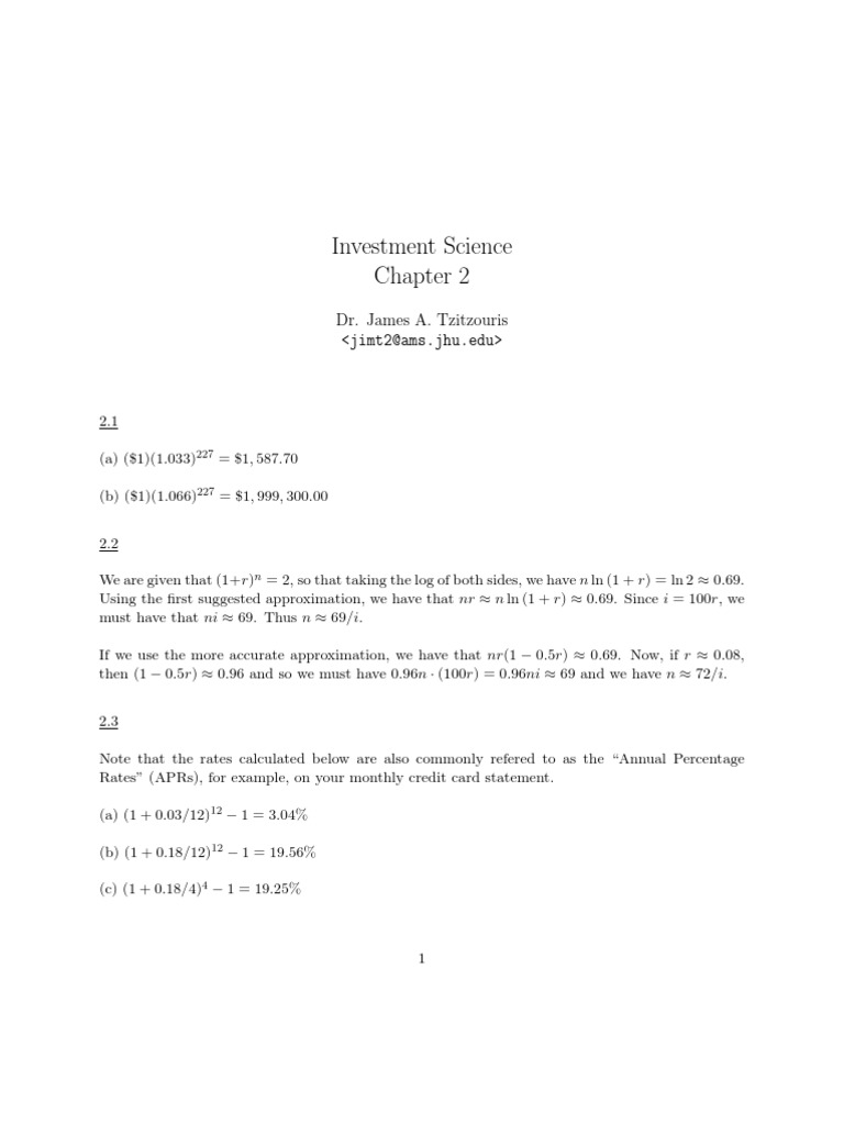 Investment Science: Cash Flow Analysis | PDF
