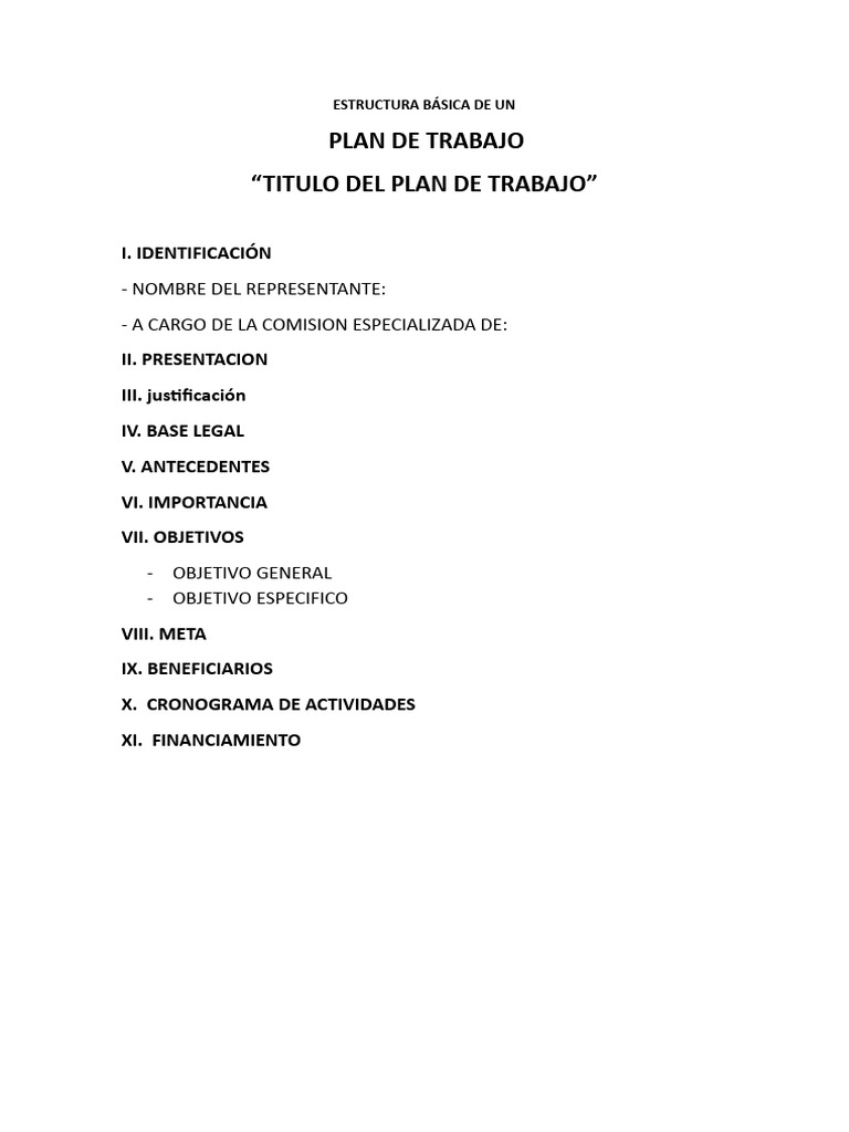 Estructura Básica de Un Plan de Trabajo | PDF | Finanzas y dinero