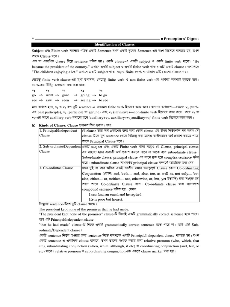 Identification of Clauses | PDF | Linguistic Morphology | Linguistics