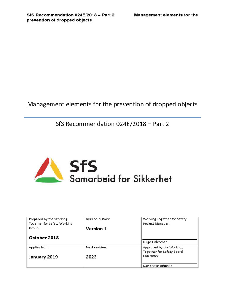 Part 2 Management Elements For The Prevention of Dropped Objects | PDF ...