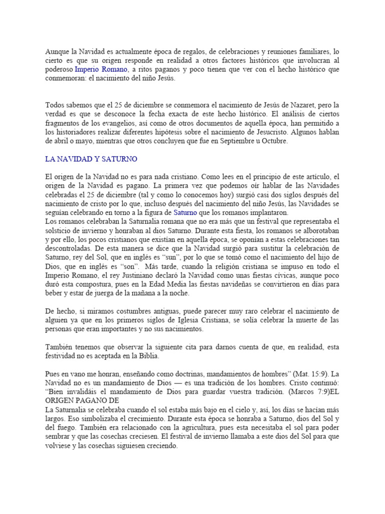 Origen pagano de la Navidad | PDF | Navidad | Reyes Magos