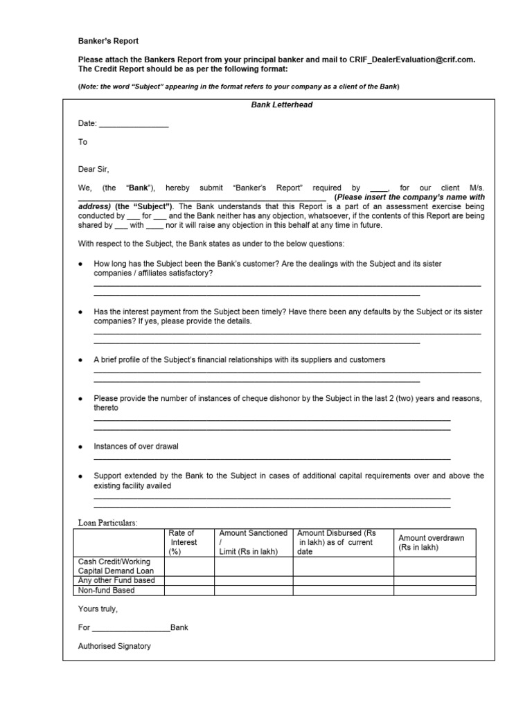 Banker’s Report Submission Guidelines | PDF | Banks | Interest
