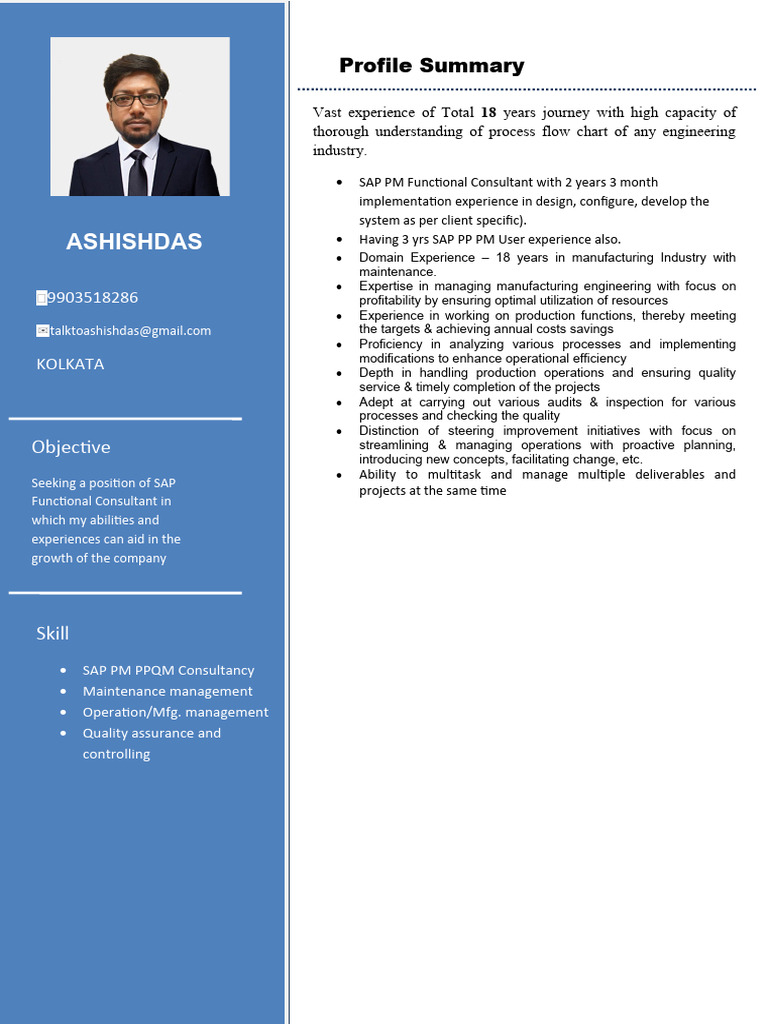 SAP PM Consultant Profile Summary | PDF | Scheduling (Production ...