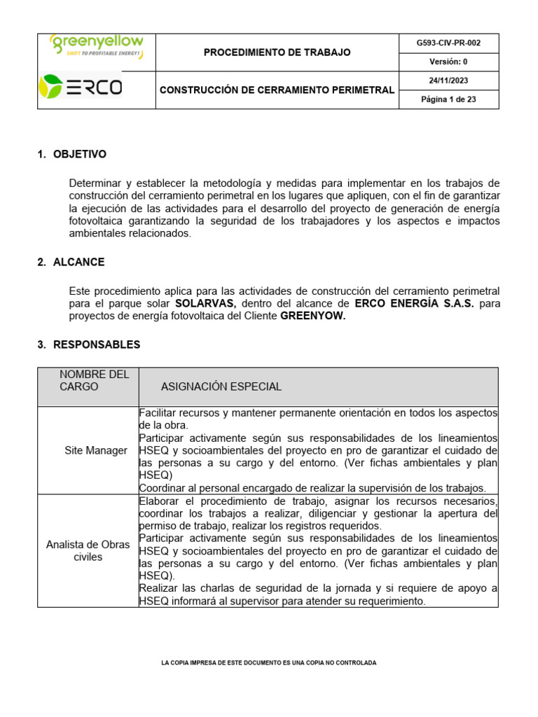 Construcción de Cerramiento Perimetral | PDF | Hormigón