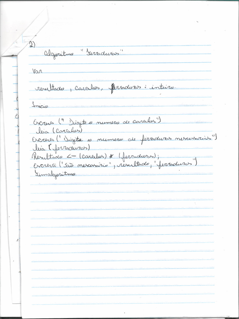 Algoritmo Ex2 f2 | PDF