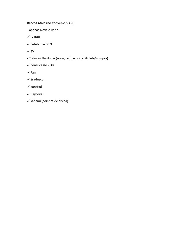 Banco operando com siape pdf