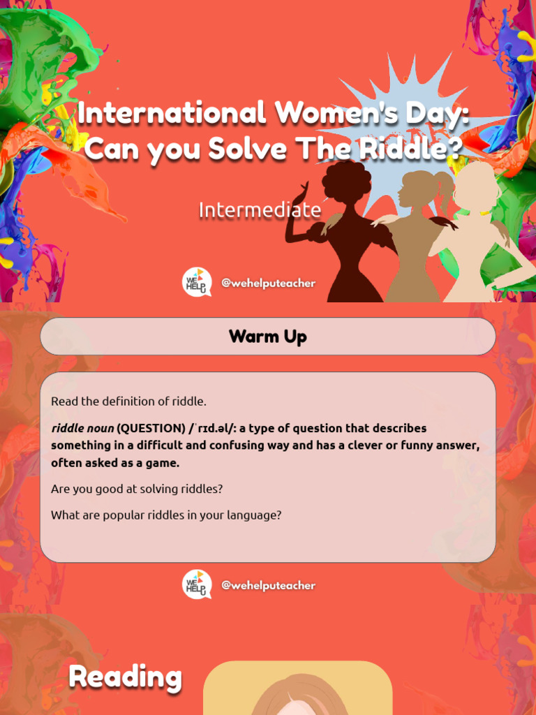 Women's Day Riddle Challenge | PDF | Linguistics | Grammar