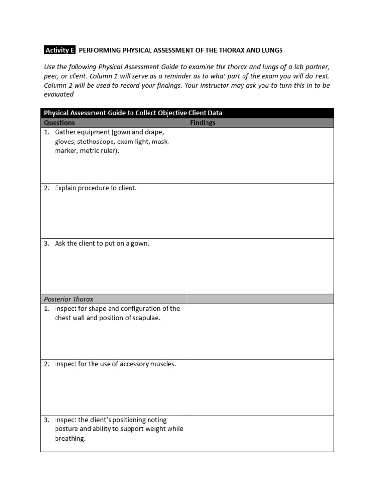 Thorax and Lung Physical Assessment Guide | PDF | Thorax