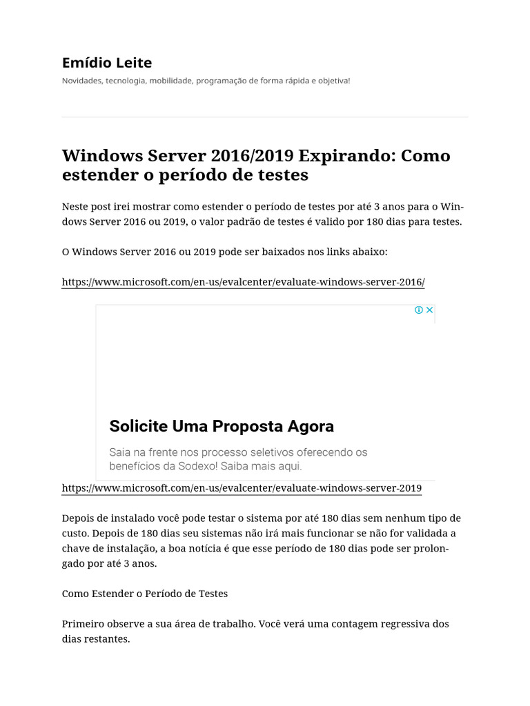 Windows server 2016 2019 expirando como estender o per odo de