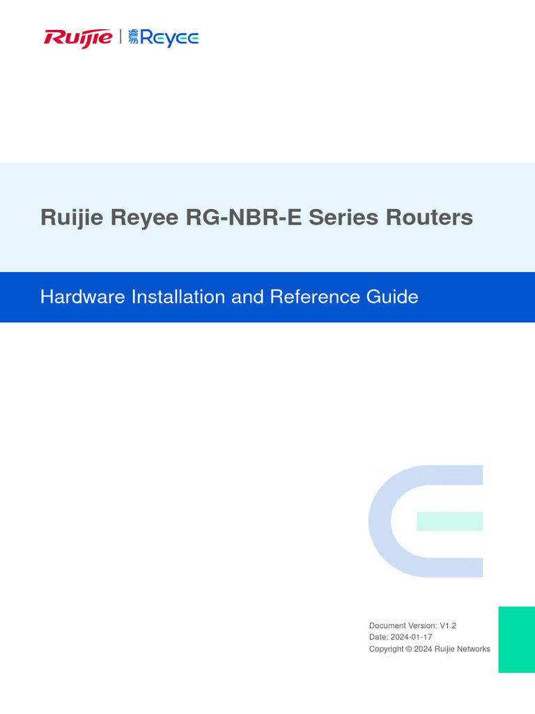 Ruijie Reyee RG-NBR-E Series Routers Hardware Installation and ...