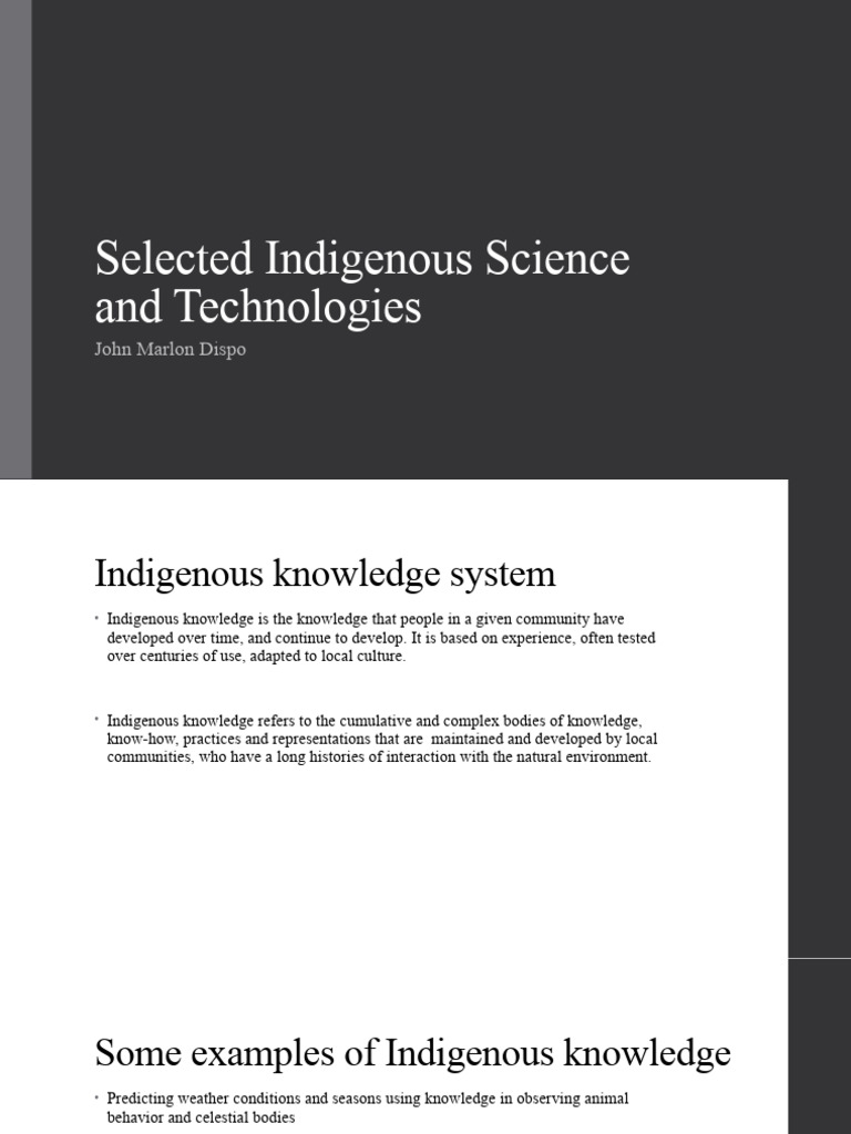 Indigenous Science and Technologies Overview | PDF | Science ...