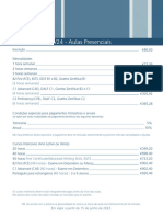 Preçário - Aulas Grupo Presenciais - 2023-2024