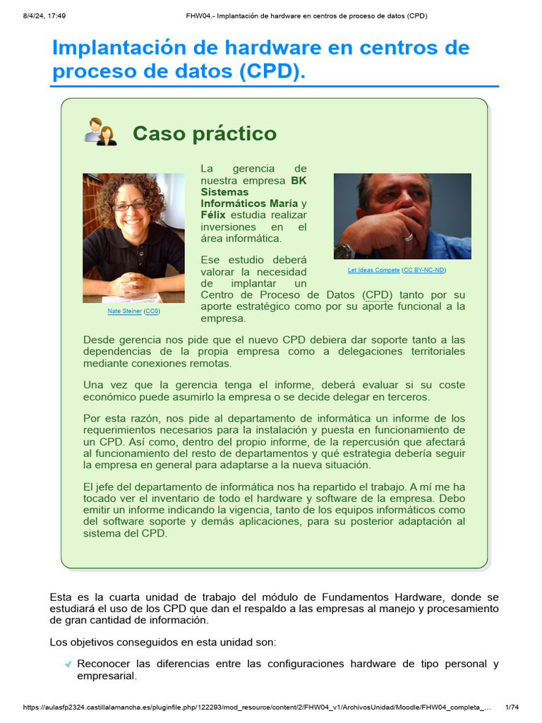 FHW04.- Implantación de Hardware en Centros de Proceso de Datos (CPD ...