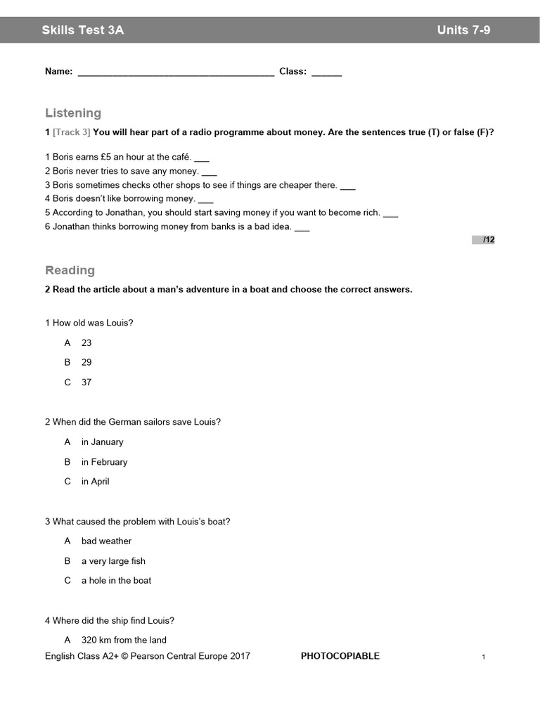 ECA2+_Tests_Skills Test_7-9A | PDF