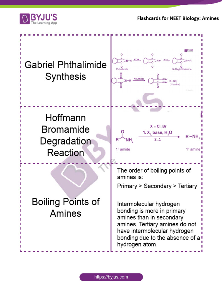 Flashcards For Neet Chemistry Dec20 Amines | PDF | Science & Mathematics