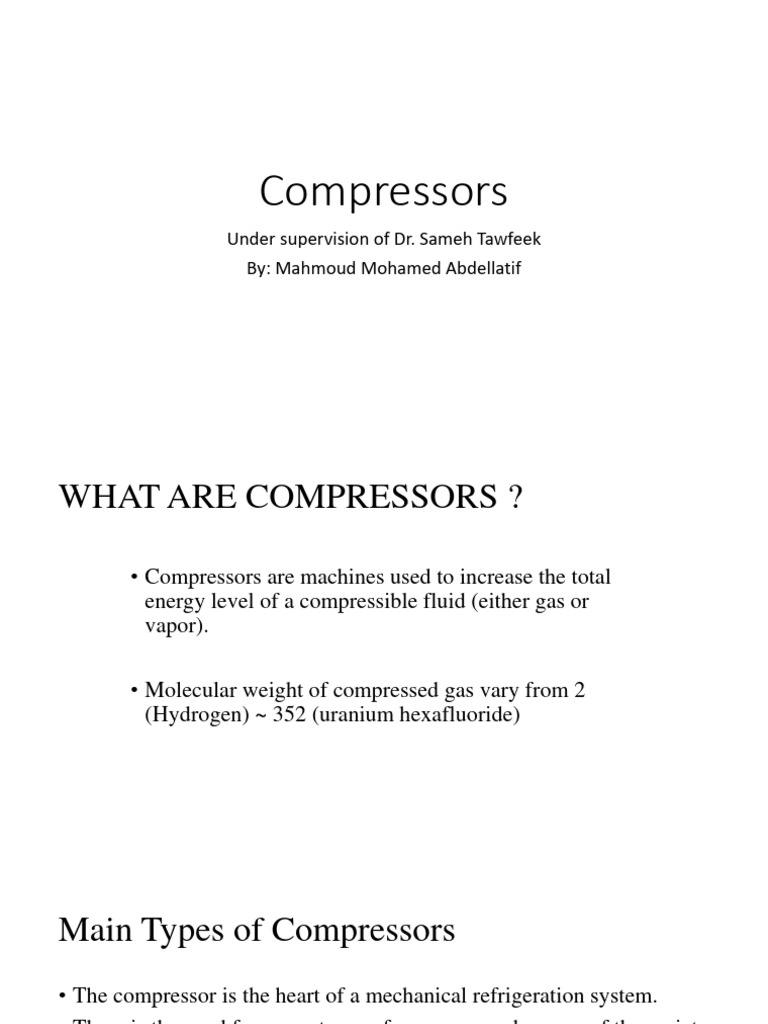 Overview of Compressor Types and Functions | PDF | Piston | Pump