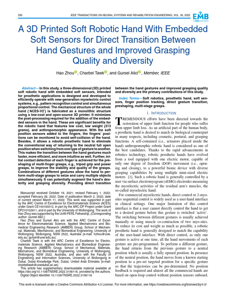 3D Printed Soft Robotic Hand Design | PDF | Prosthesis | Hand