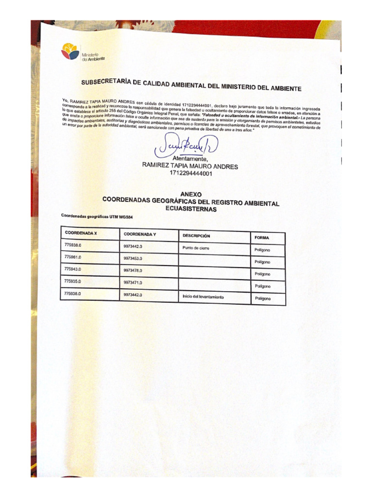 SUBSECRETARIA DE CALIDAD AMBIENTAL DEL MINISTERIO DEL AMBIENTE PDF