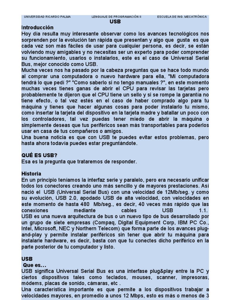 Introducción al USB para Mecatrónica | PDF | USB | Periférico