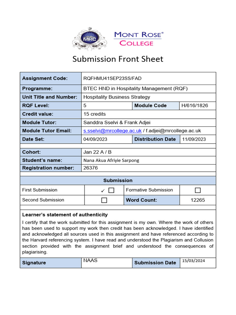 Nana HBS Final Report | PDF | Supply Chain | Mc Donald's