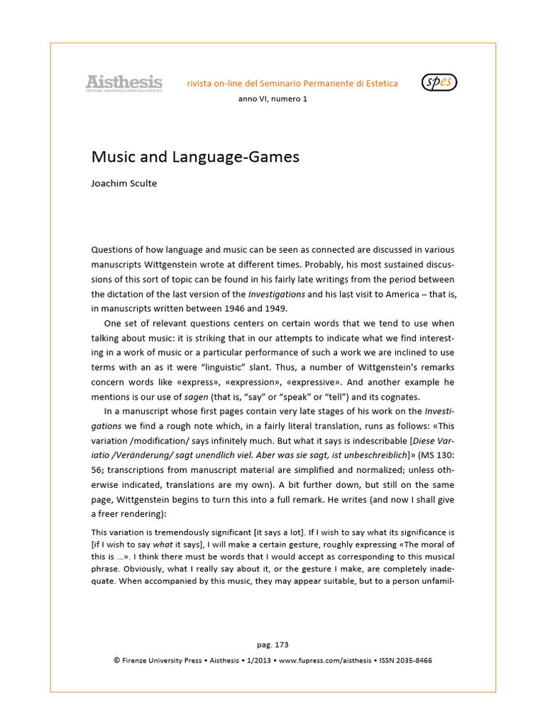 Music and Language Games Schulte | PDF | Experience | Gesture