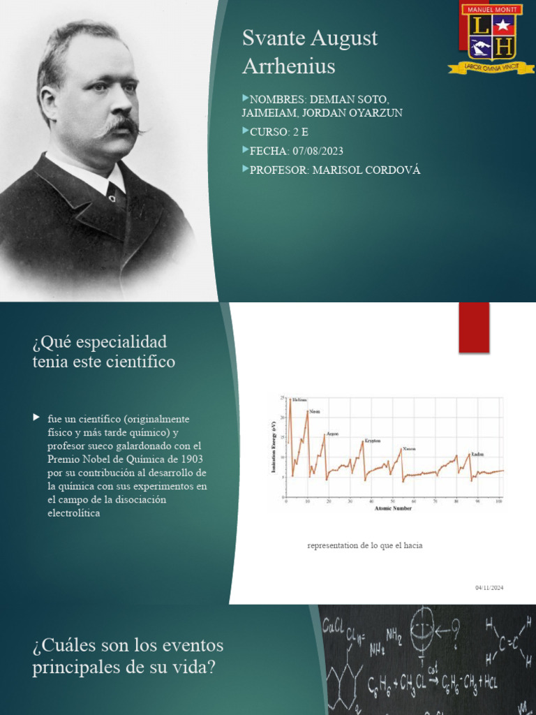 Svante Arrhenius | PDF | Sustancias químicas | Ciencias fisicas