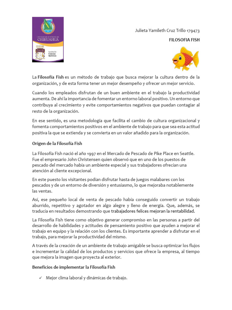 Filosofía Fish: Mejora del Clima Laboral | PDF | Cliente | Business