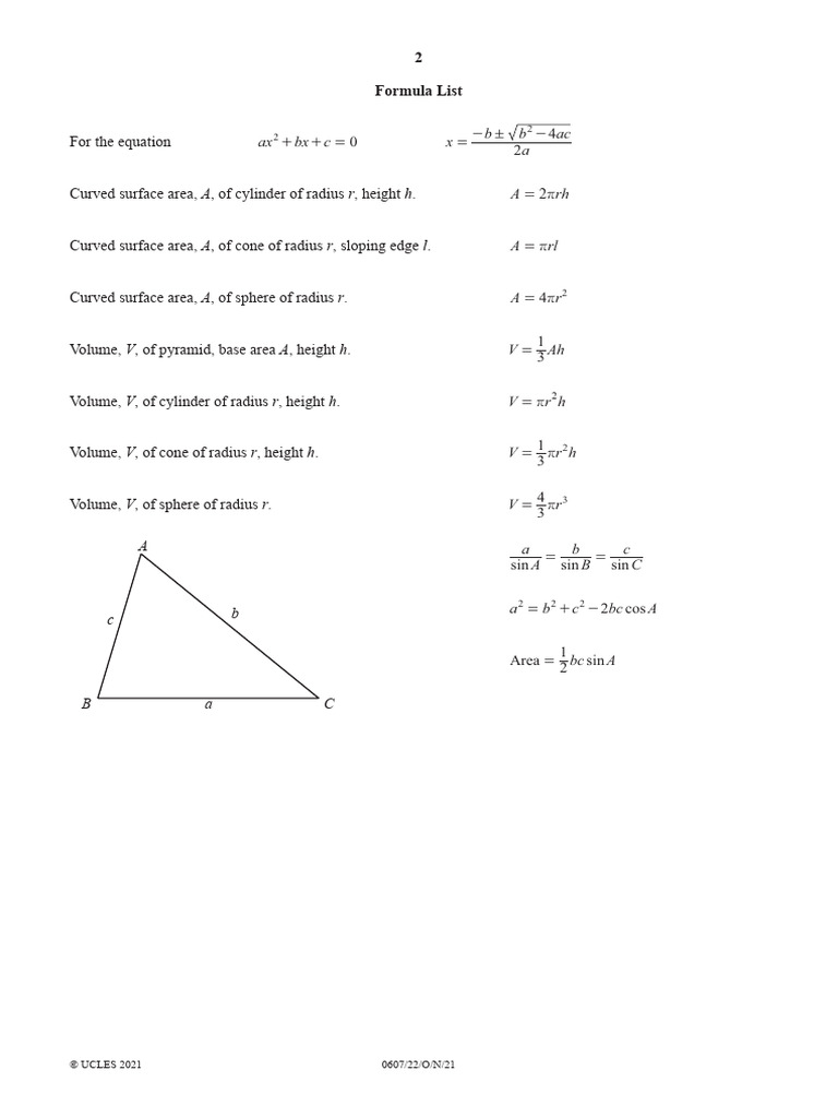 Ax bxc0 X A B B Ac: Formula List | Download Free PDF | Area | Sphere