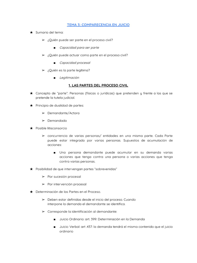 Tema 3-1-_ Comparecencia en Juicio-3 | PDF | Ley procesal | Demanda ...