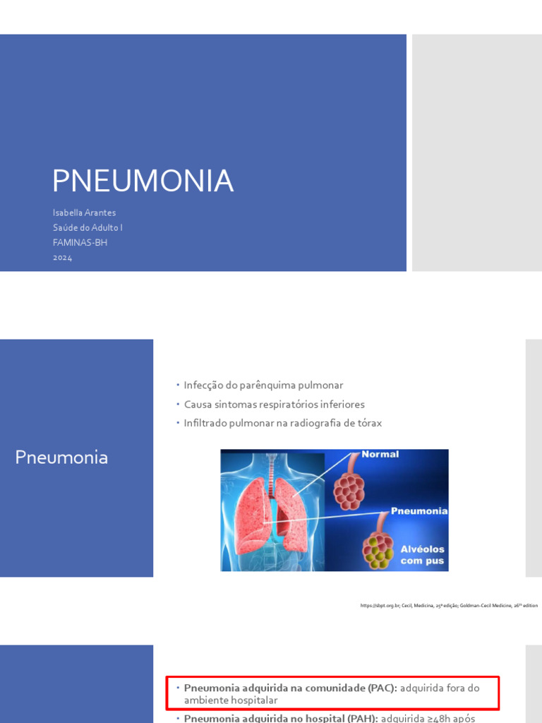 Pneumonia: Tipos, Causas e Diagnóstico | PDF | Pneumonia | Doenças e ...