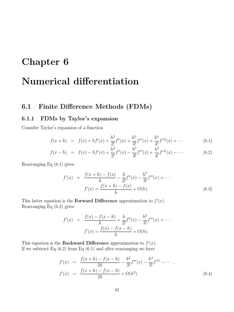 Numerical differentiation and differential equations pdf finite