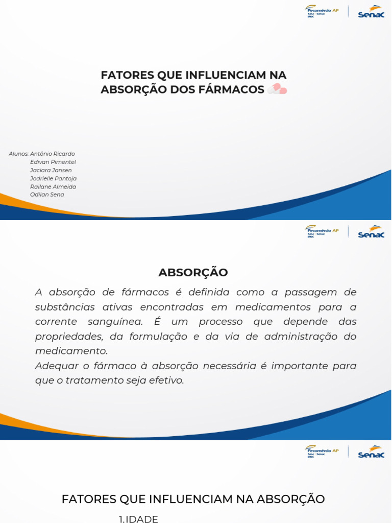 Fatores que Influenciam a Absorção de Fármacos | PDF | Sangue ...