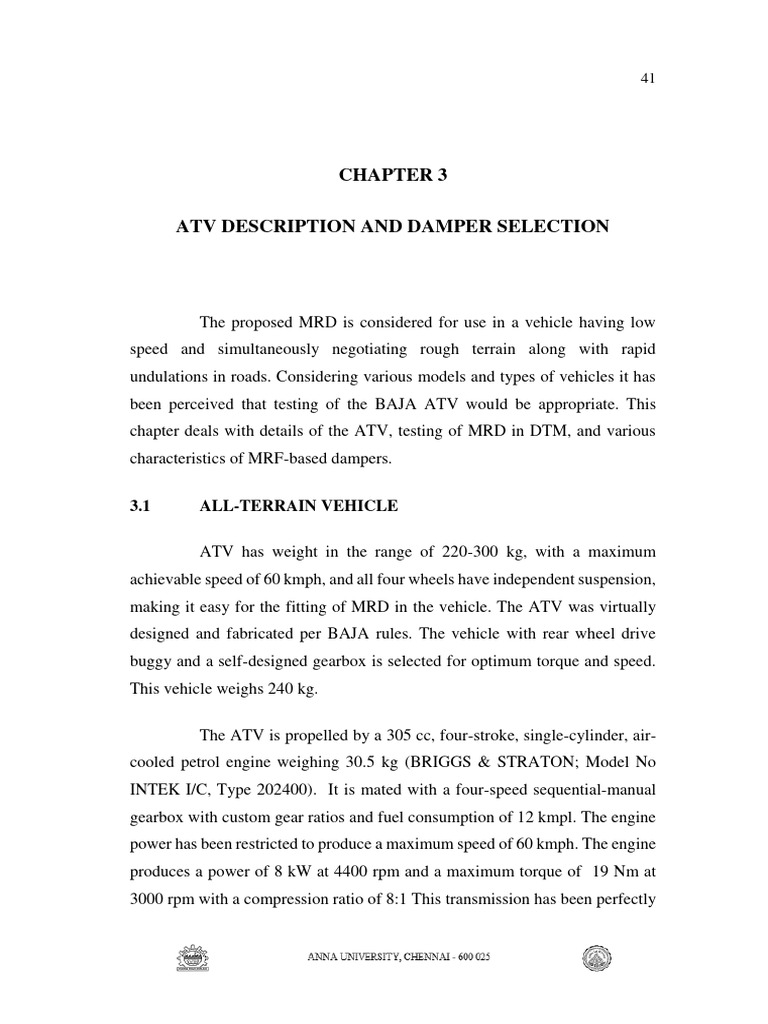 ATV Design and MRD Selection Guide | PDF | Hysteresis | Mechanics
