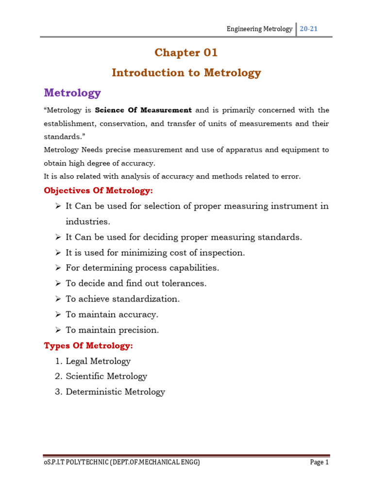 Introduction to Engineering Metrology | PDF | Calibration | Accuracy ...