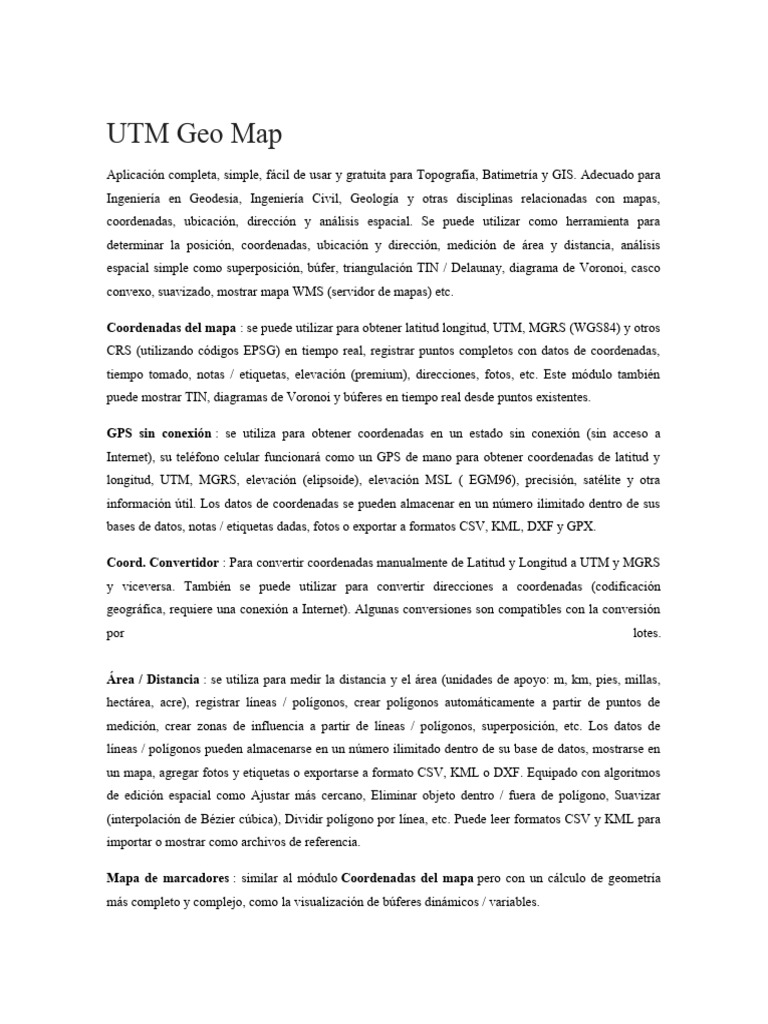 Aplicación UTM Geo Map para Coordenadas | PDF | Sistema de ...