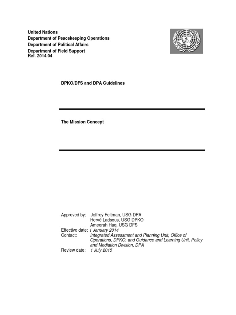 Guidelines for Mission Concept Review | PDF | United Nations ...