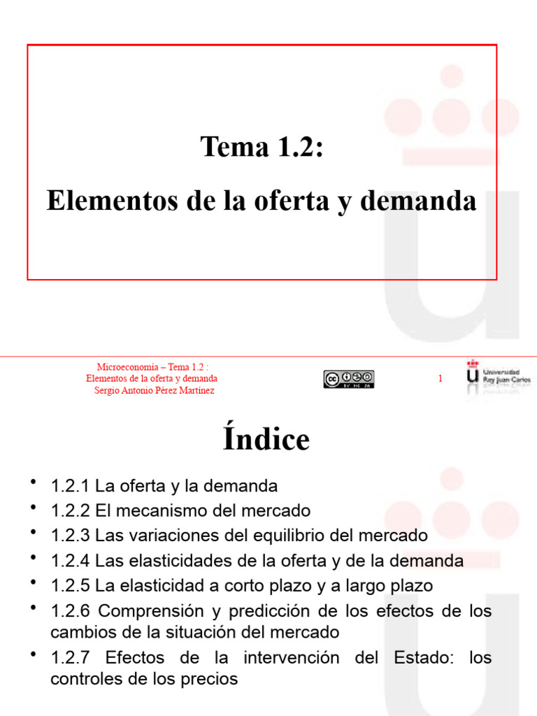 Tema 1.2 Elementos de La Oferta y Demanda URJC Microeconomía | PDF ...